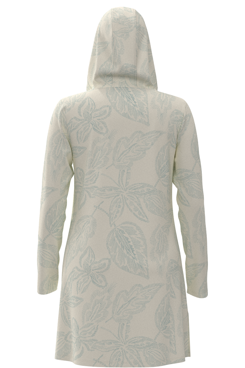 Women's Catalina Beach Cover-Up Dress | Vanilla Embroidered Leaves