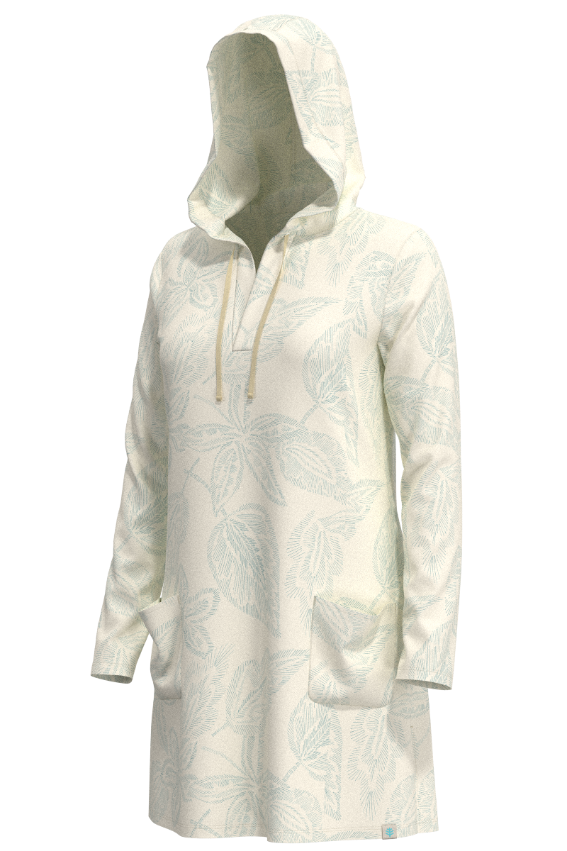 Women's Catalina Beach Cover-Up Dress | Vanilla Embroidered Leaves