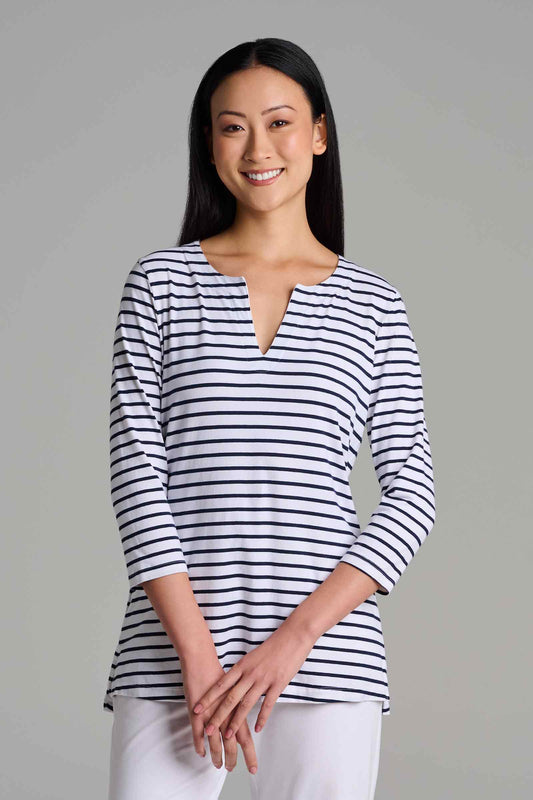Women's St. Lucia Tunic Top | White/Navy Stripe