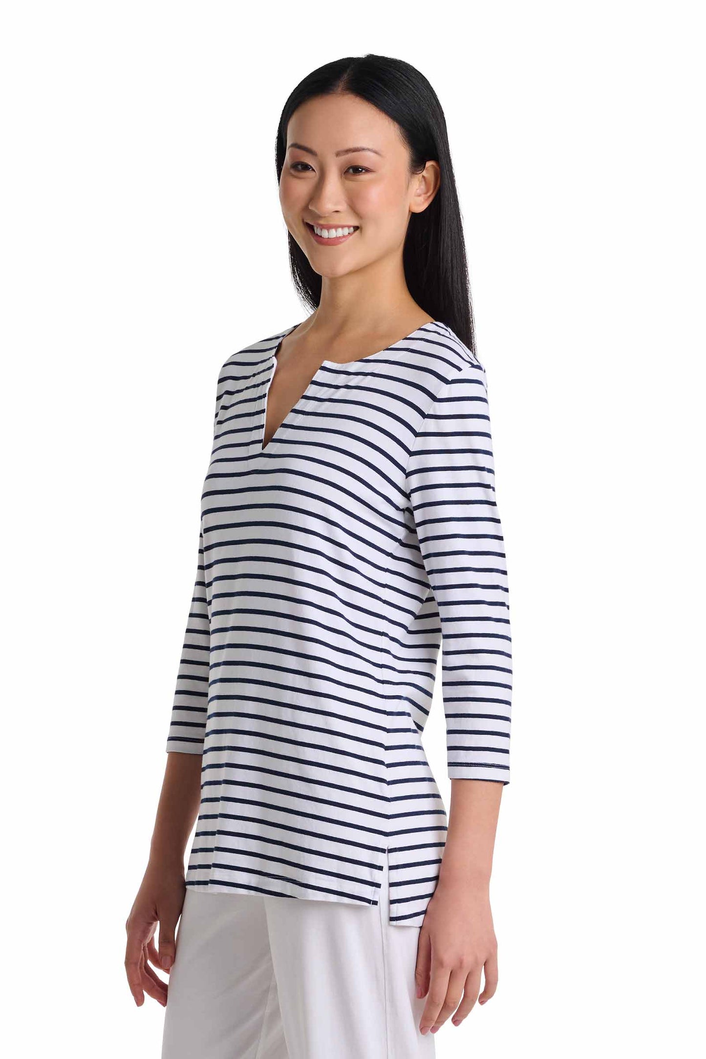 Women's St. Lucia Tunic Top | White/Navy Stripe