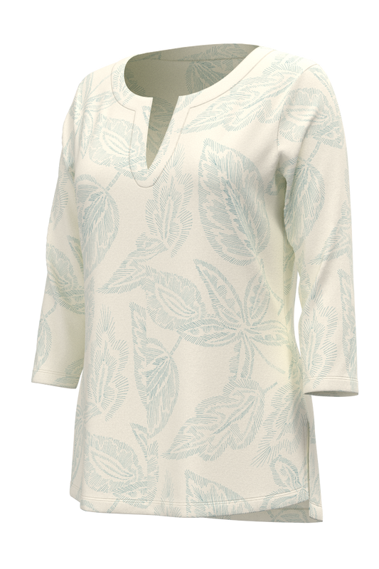 Women's St. Lucia Tunic Top | Vanilla Embroidered Leaves