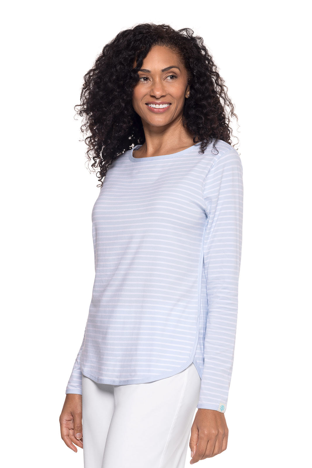 Women's Heyday Side Split Shirt | Skyride/White Stripe