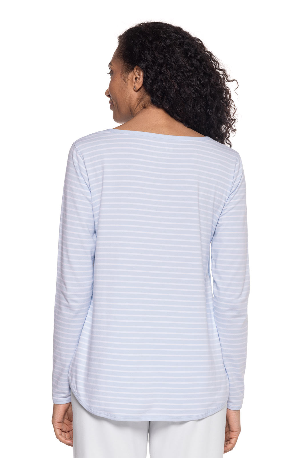 Women's Heyday Side Split Shirt | Skyride/White Stripe