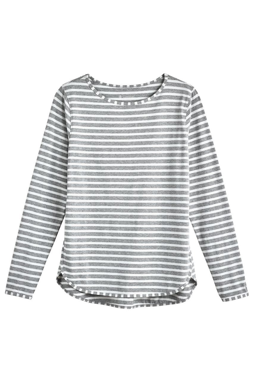 Women's Heyday Side Split Shirt | Grey/White Stripe