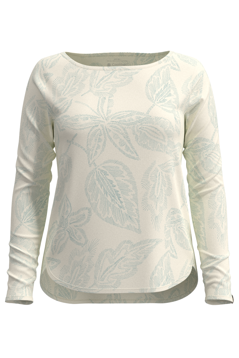 Women's Heyday Side Split Shirt | Vanilla Embroidered Leaves