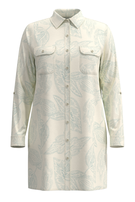 Women's Santorini Tunic Shirt | Vanilla Embroidered Leaves
