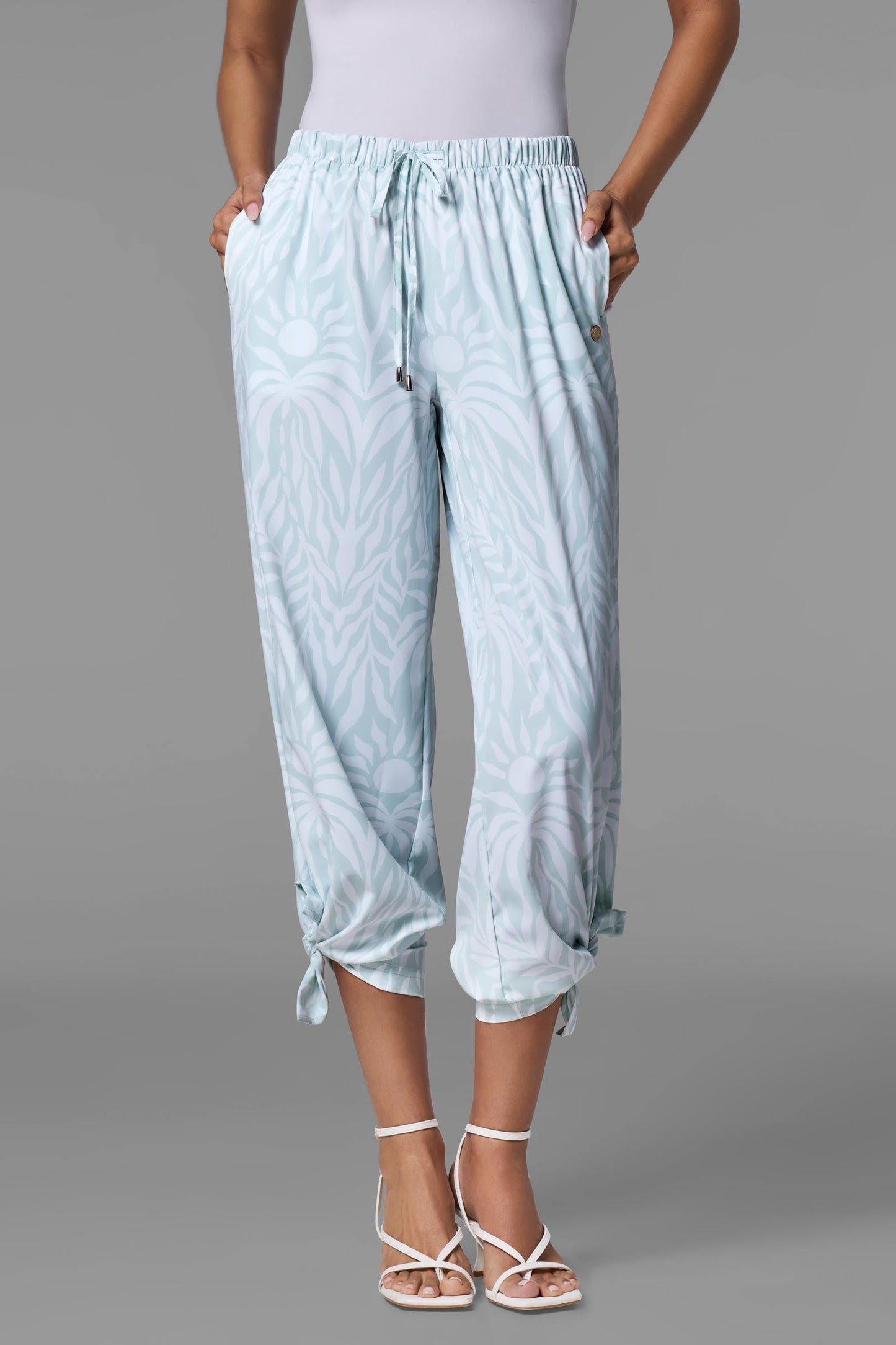 Women's Petra Wide Leg Pants | Misty Aqua American Palm