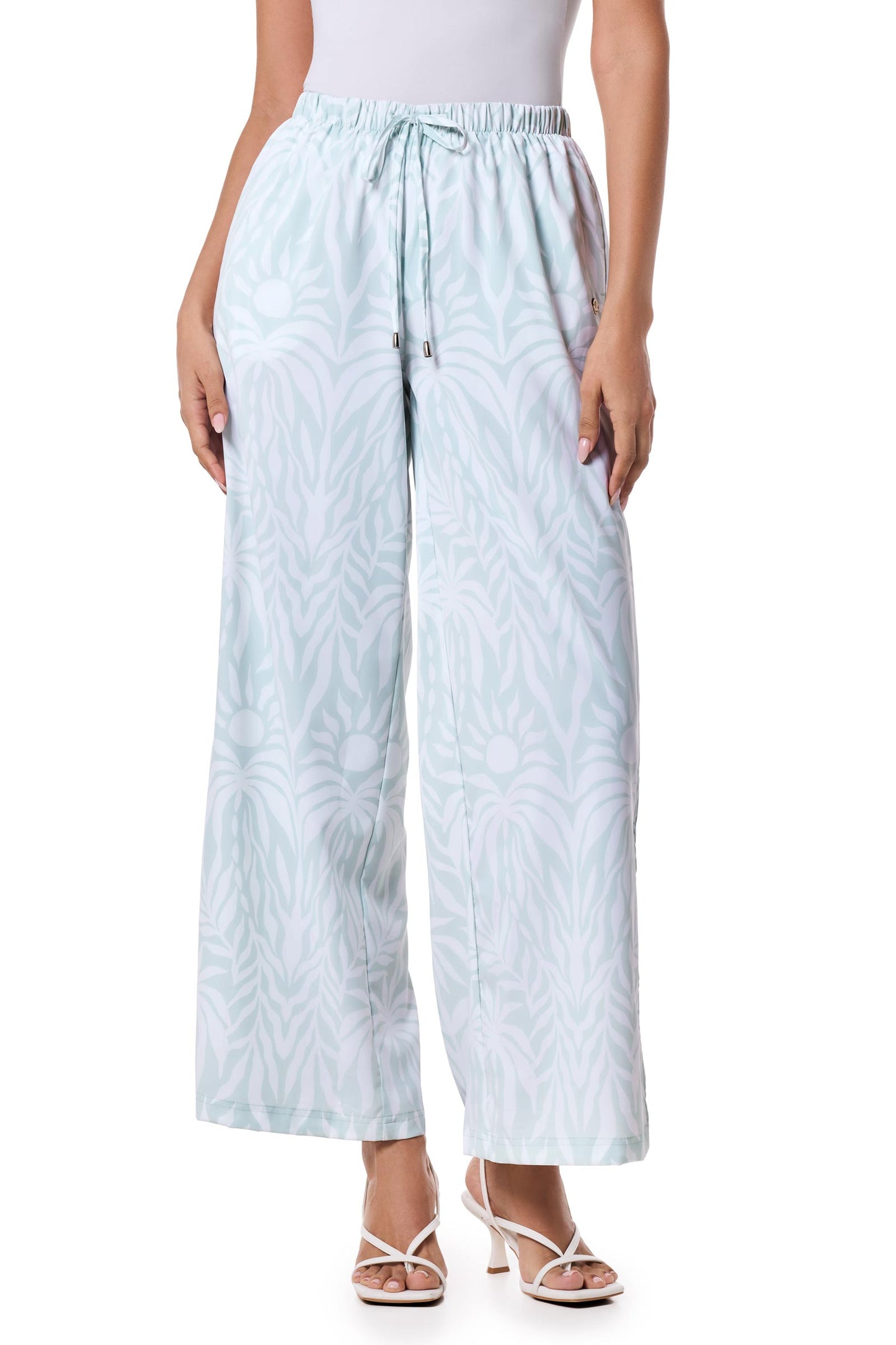Women's Petra Wide Leg Pants | Misty Aqua American Palm