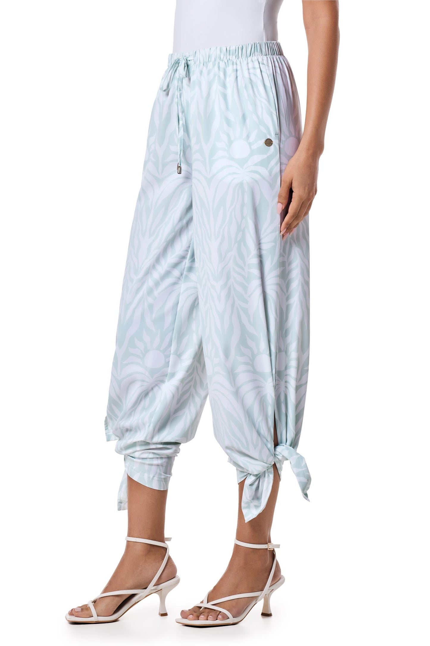 Women's Petra Wide Leg Pants | Misty Aqua American Palm