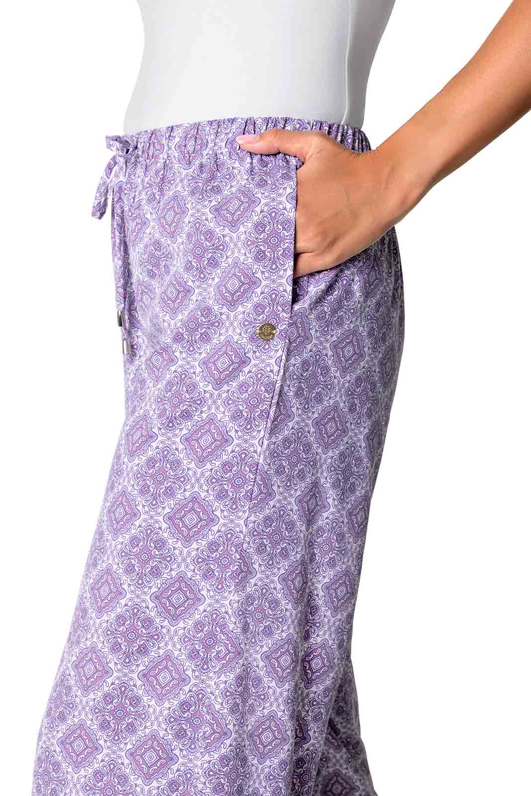 Women's Petra Wide Leg Pants | Lavendula Diamond Mandala