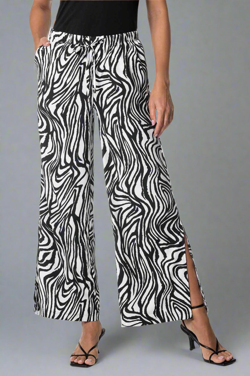 Women's Petra Wide Leg Pants | Black/White Running Zebra