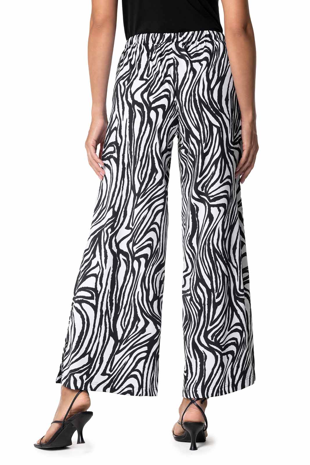 Women's Petra Wide Leg Pants | Black/White Running Zebra