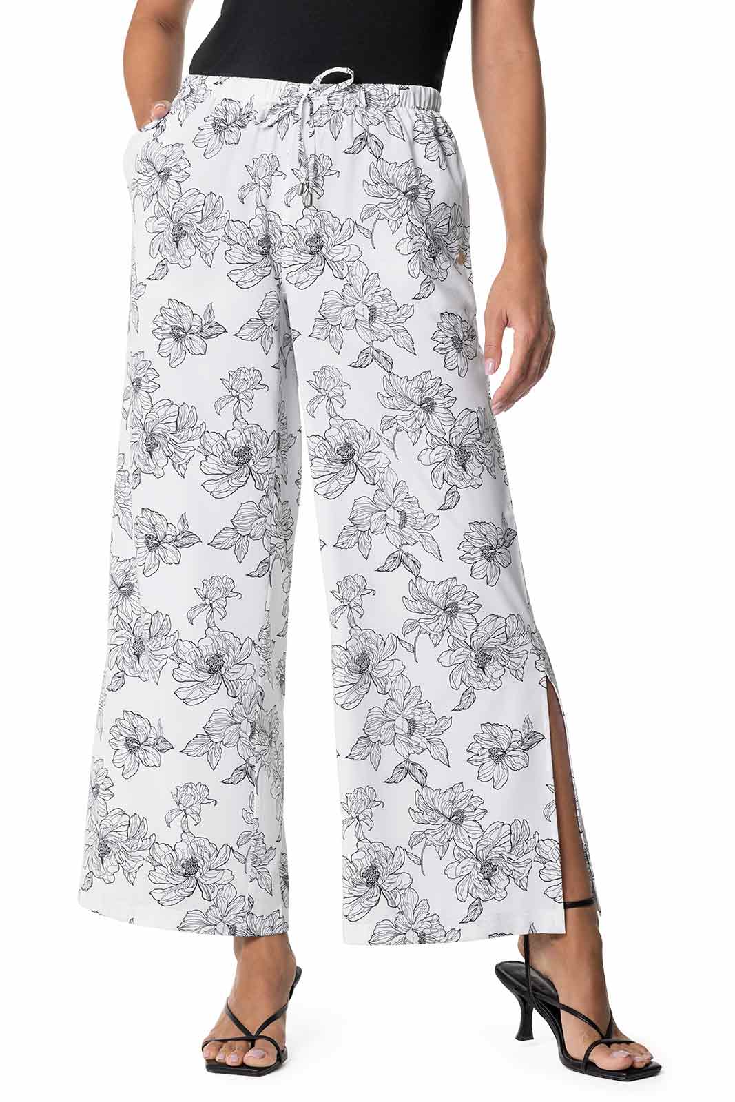Women's Petra Wide Leg Pants | White/Black Perfect Peony