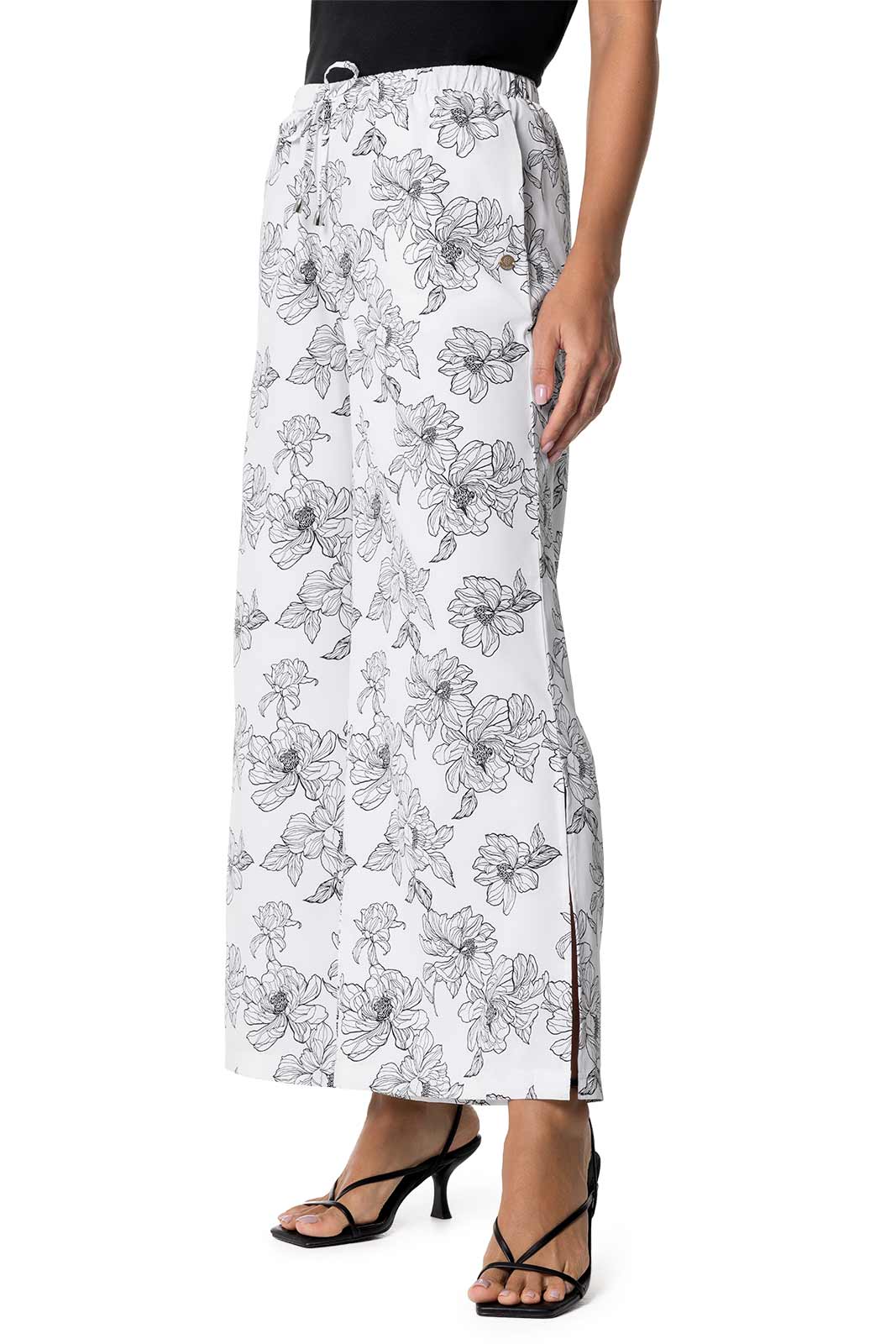 Women's Petra Wide Leg Pants | White/Black Perfect Peony