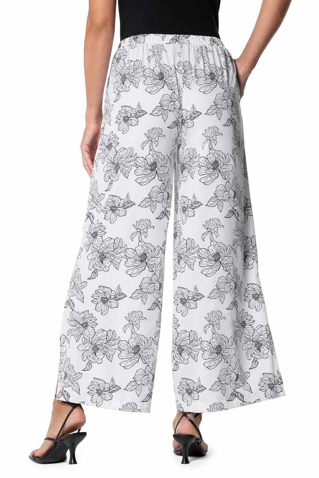 Women's Petra Wide Leg Pants | White/Black Perfect Peony