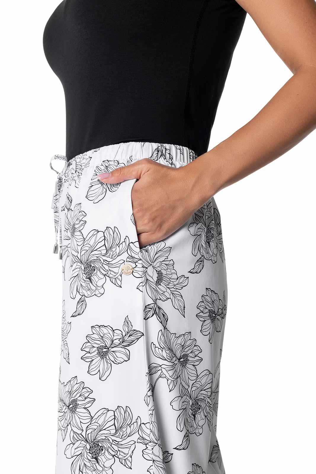 Women's Petra Wide Leg Pants | White/Black Perfect Peony