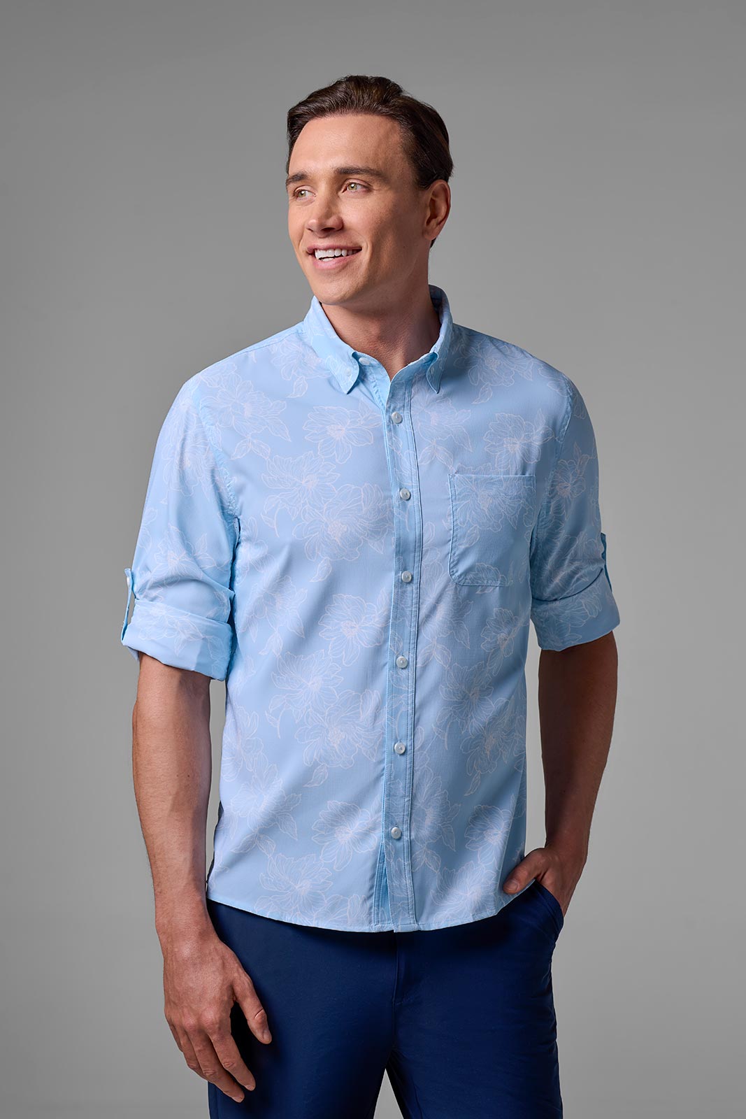 Men's Aricia Long Sleeve Sun Shirt | Skyride Perfect Peony