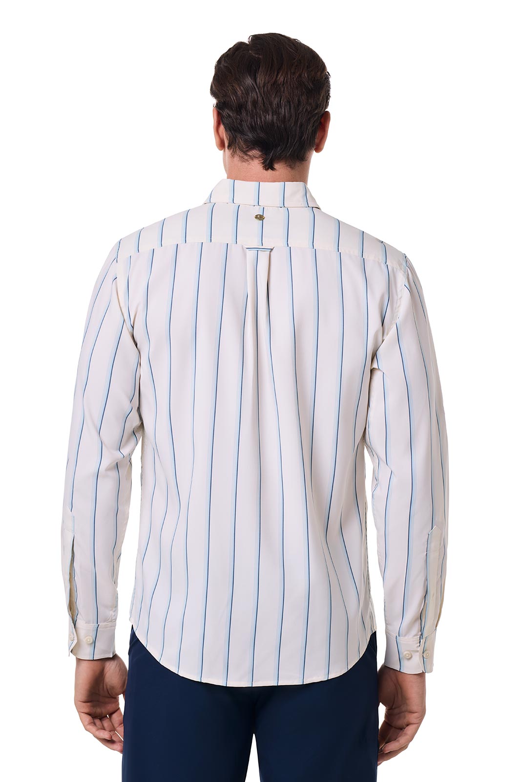 Men's Aricia Long Sleeve Sun Shirt | Pearl/Skyride Vertical Stripe