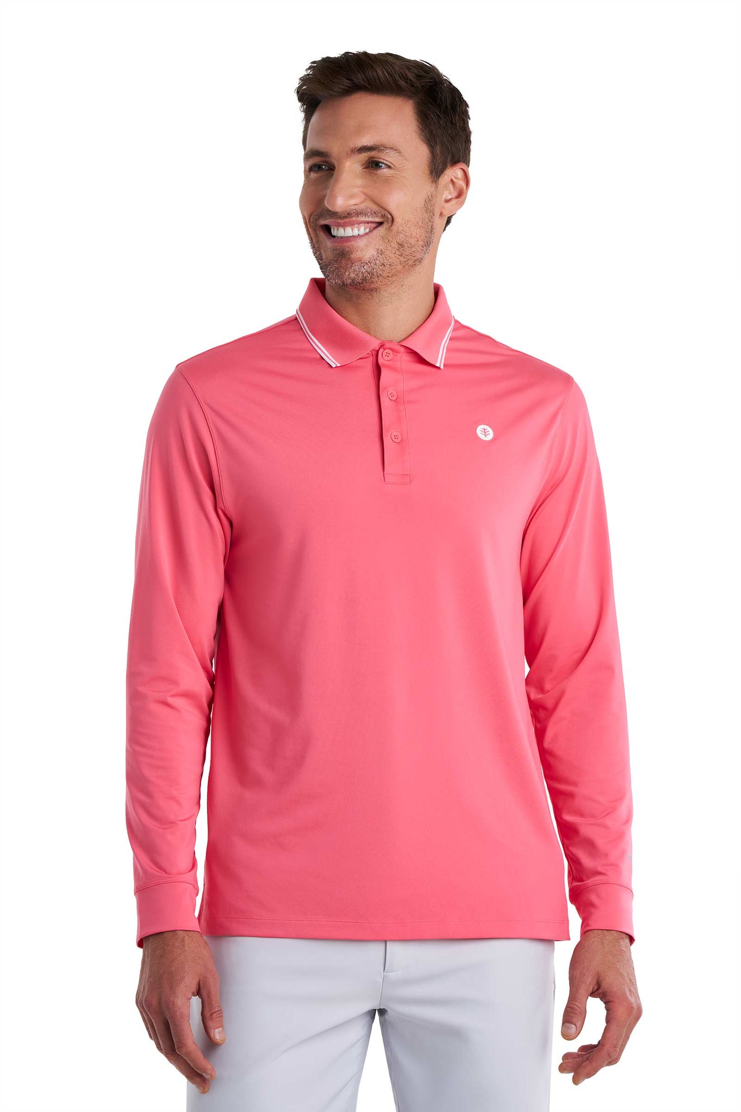 Men's Erodym Long Sleeve Golf Polo | Sunkist Coral