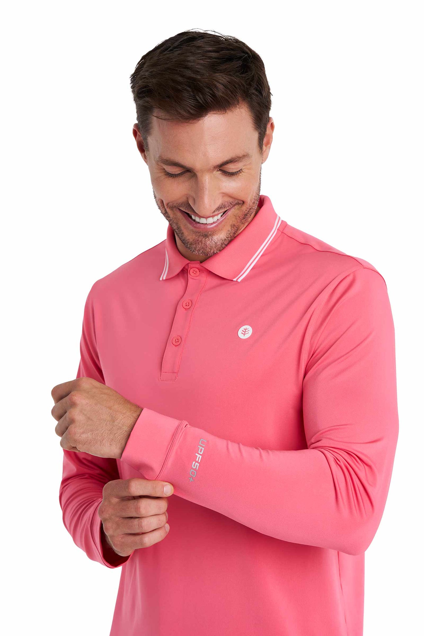 Men's Erodym Long Sleeve Golf Polo | Sunkist Coral