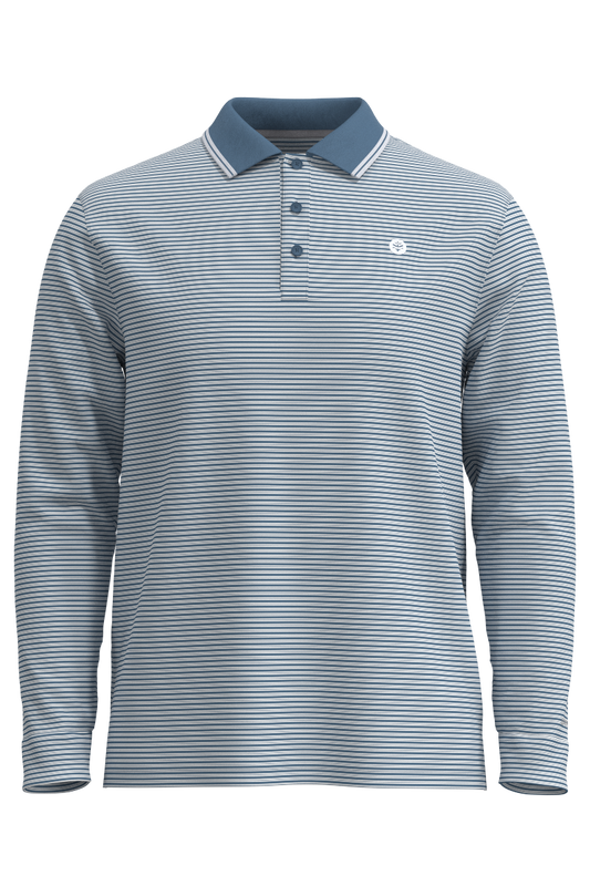 Men's Erodym Long Sleeve Golf Polo | Blue Dusk/White Stripe