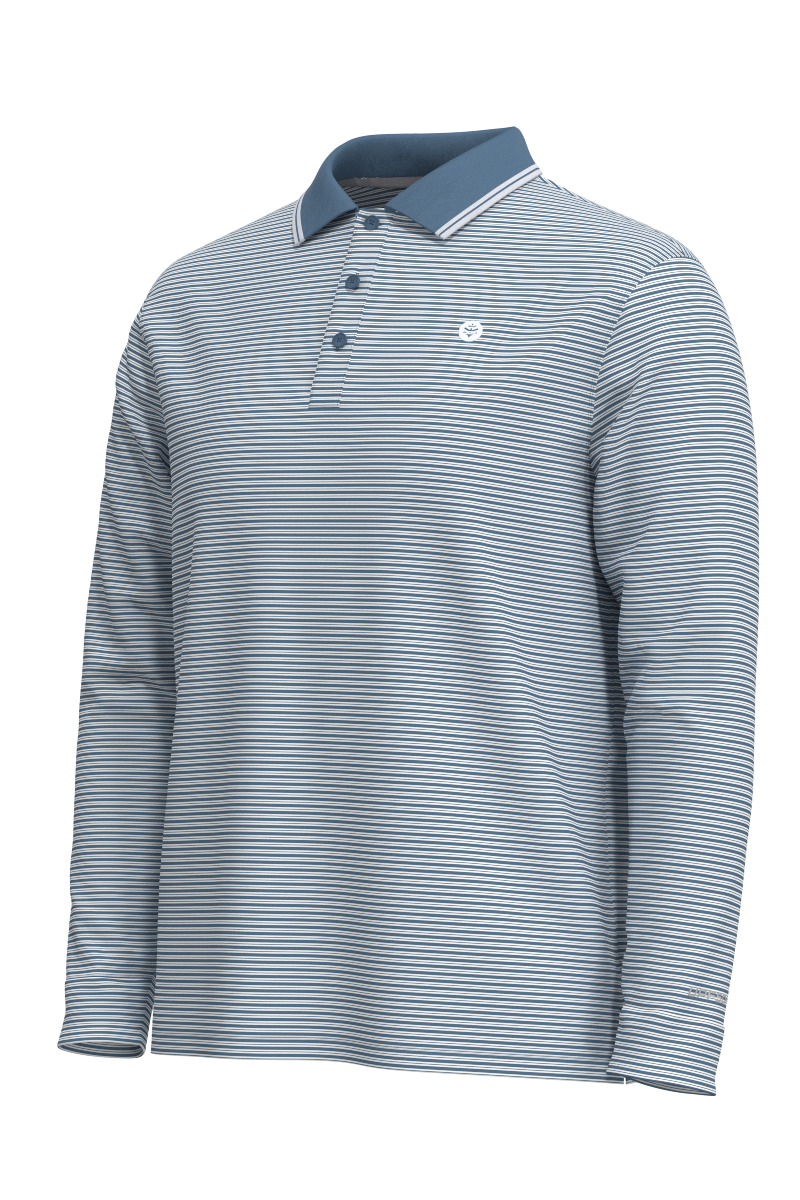 Men's Erodym Long Sleeve Golf Polo | Blue Dusk/White Stripe