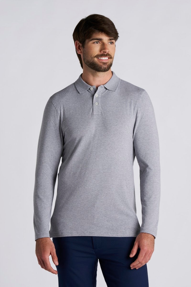 Polo de manga larga para hombre Coppitt Weekend | Gris jaspeado 