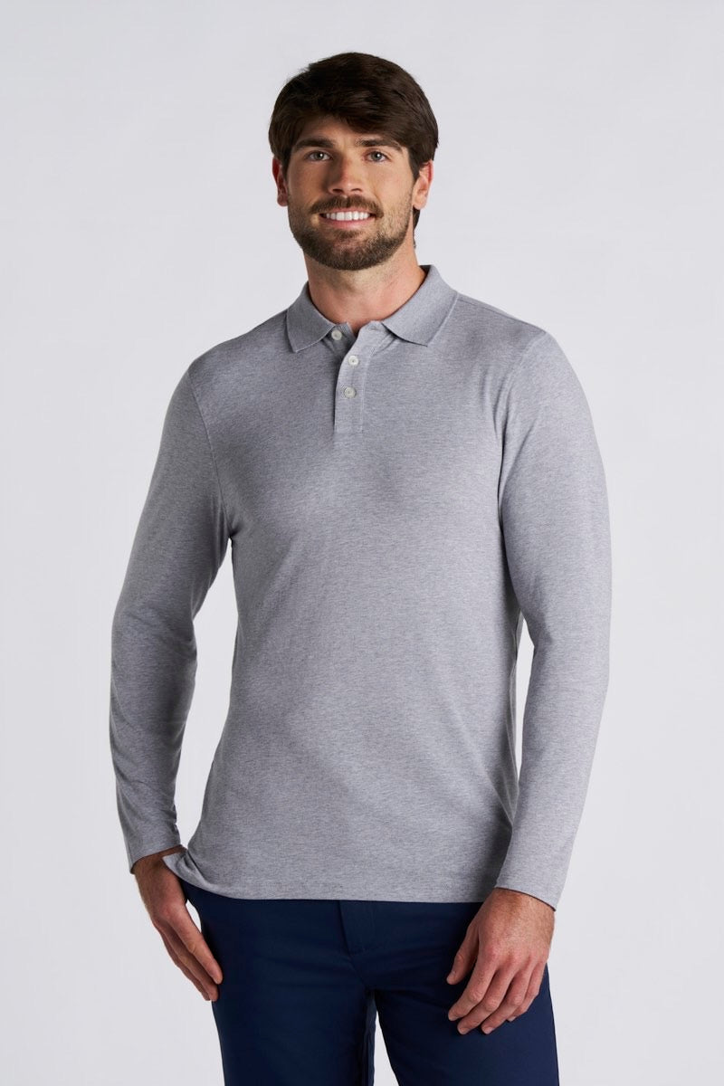 Polo de manga larga para hombre Coppitt Weekend | Gris jaspeado 