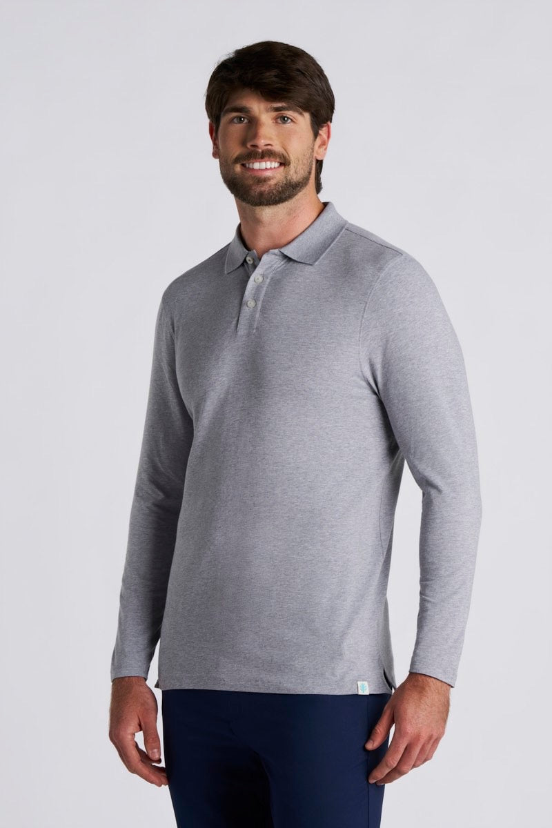 Polo de manga larga para hombre Coppitt Weekend | Gris jaspeado 