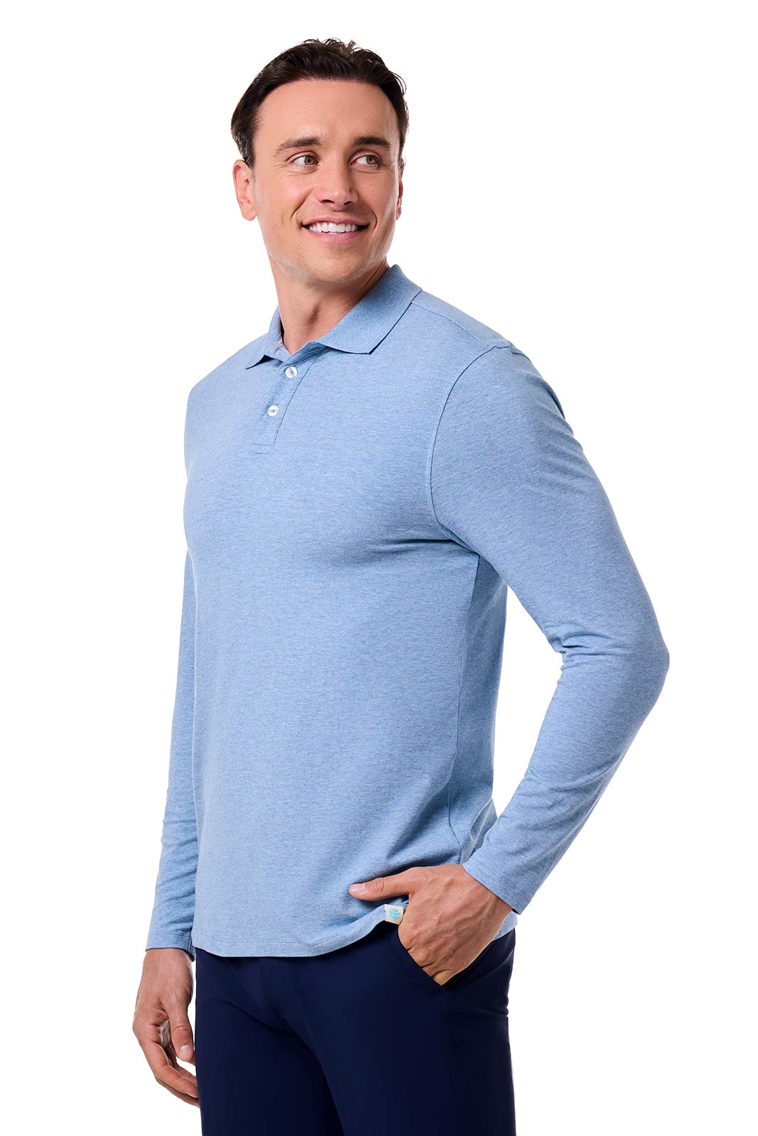 Men's Coppitt Long Sleeve Weekend Polo | Light Blue