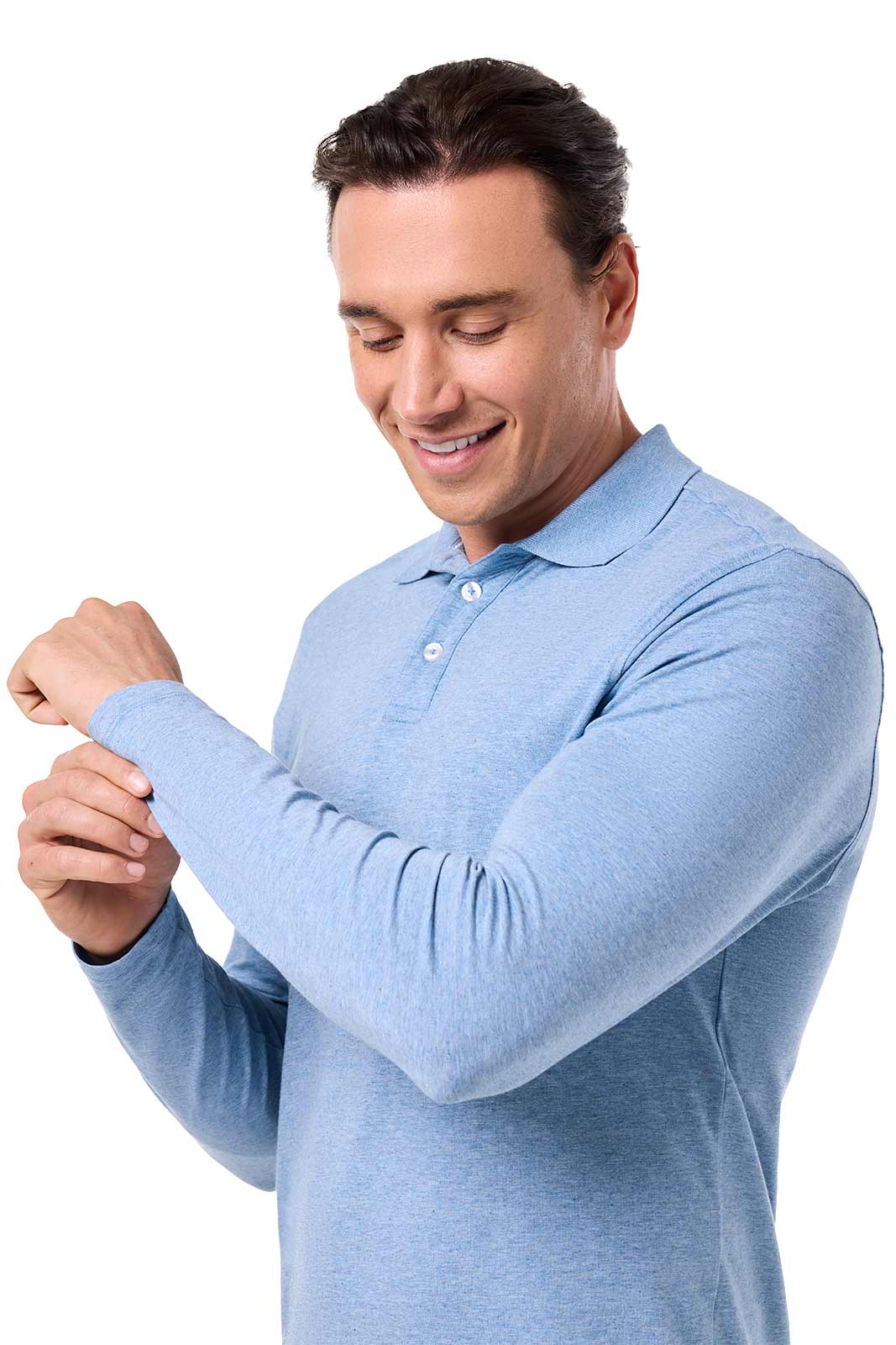 Men's Coppitt Long Sleeve Weekend Polo | Light Blue