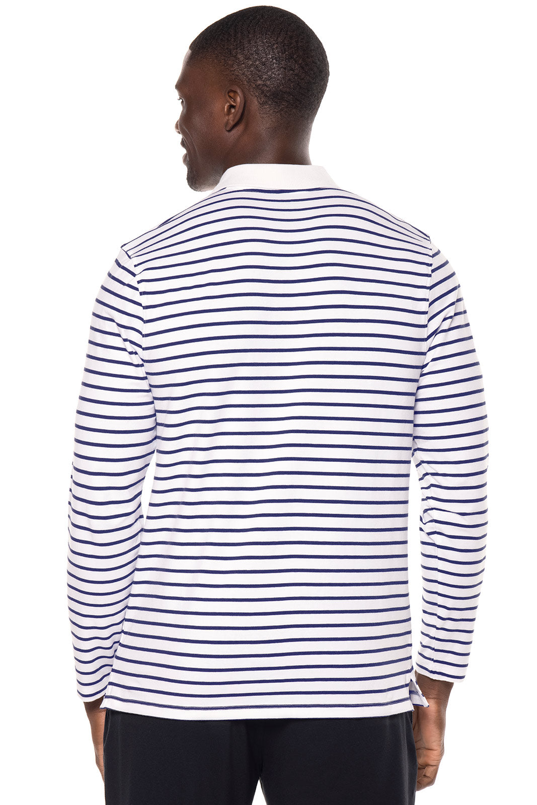 Men's Coppitt Long Sleeve Weekend Polo | White/Navy Stripe