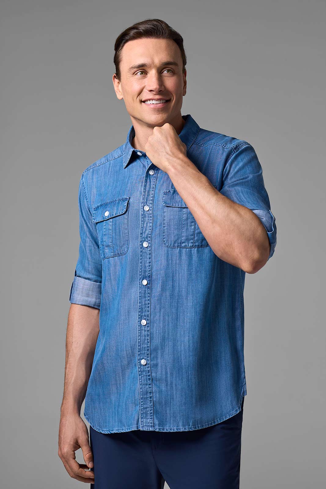 Men's Carson Chambray Shirt | Light Indigo Chambray