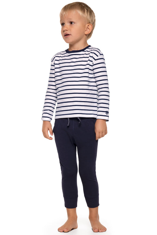 Kid's Coco Plum Everyday Long Sleeve T-Shirt | White/Navy Stripe