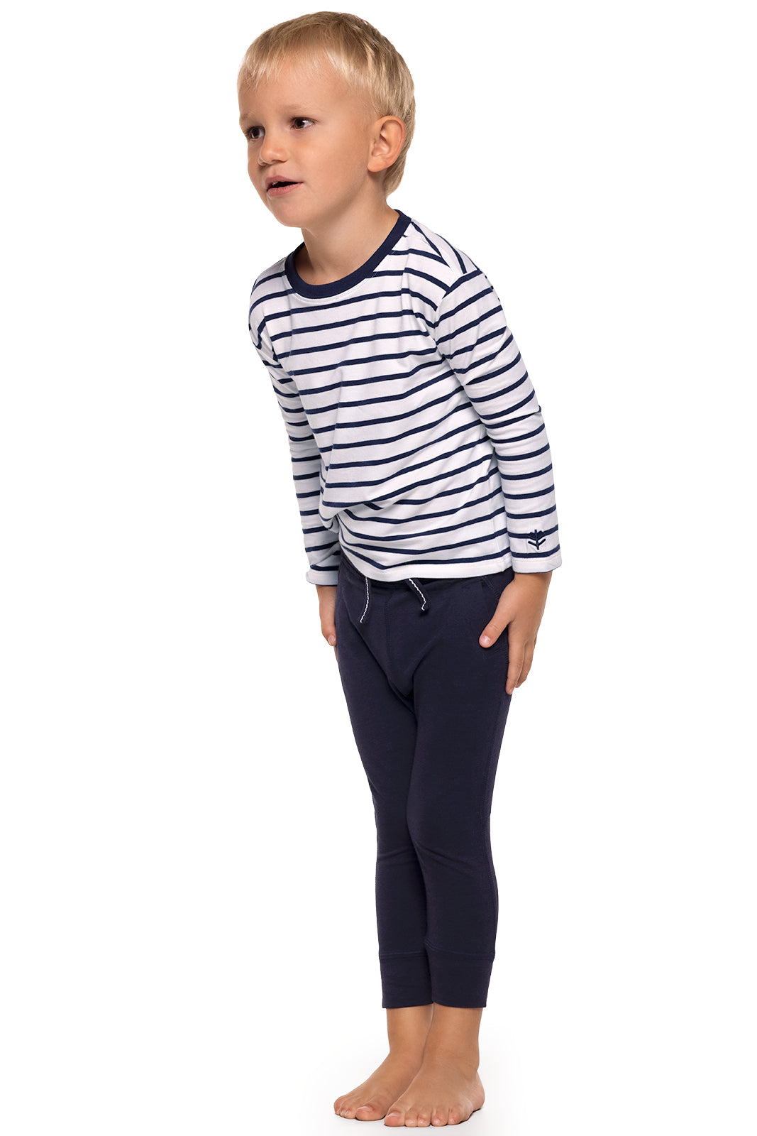 Kid's Coco Plum Everyday Long Sleeve T-Shirt | White/Navy Stripe