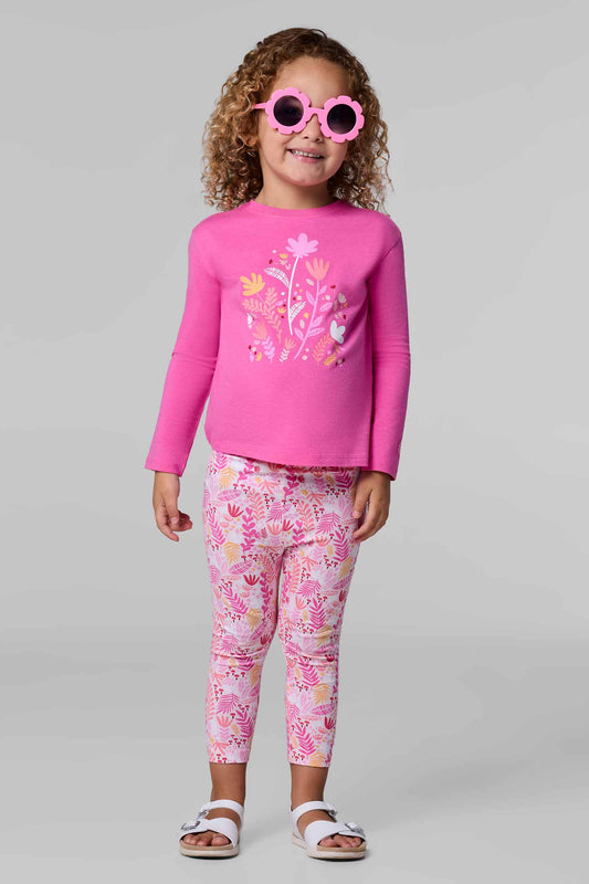 Kid's Coco Plum Everyday Long Sleeve T-Shirt | Tulip Pink Blooming Forest