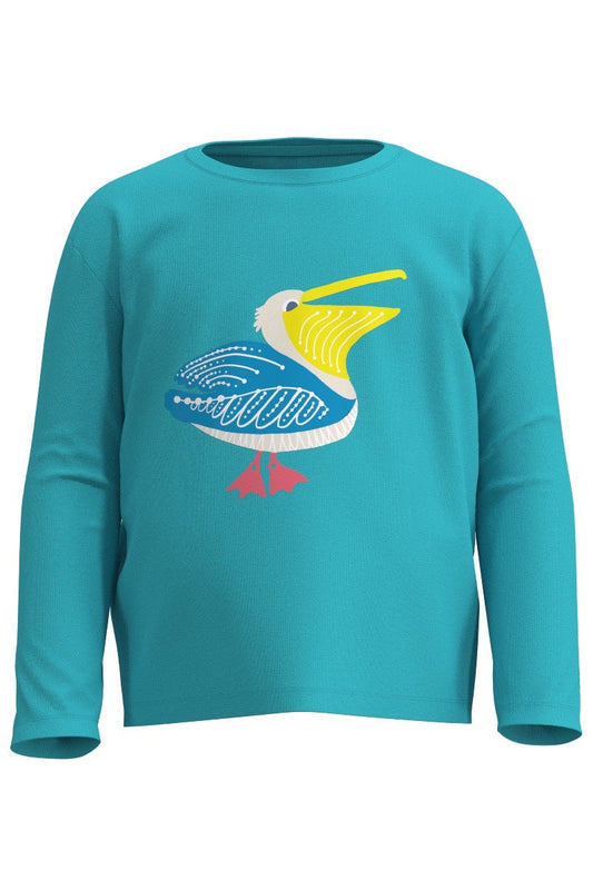 Kid's Coco Plum Everyday Long Sleeve T-Shirt | Blue Curacao Happy Pelican
