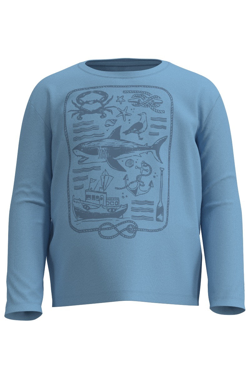 Kid's Coco Plum Everyday Long Sleeve T-Shirt | Arctic Blue Sea Tales