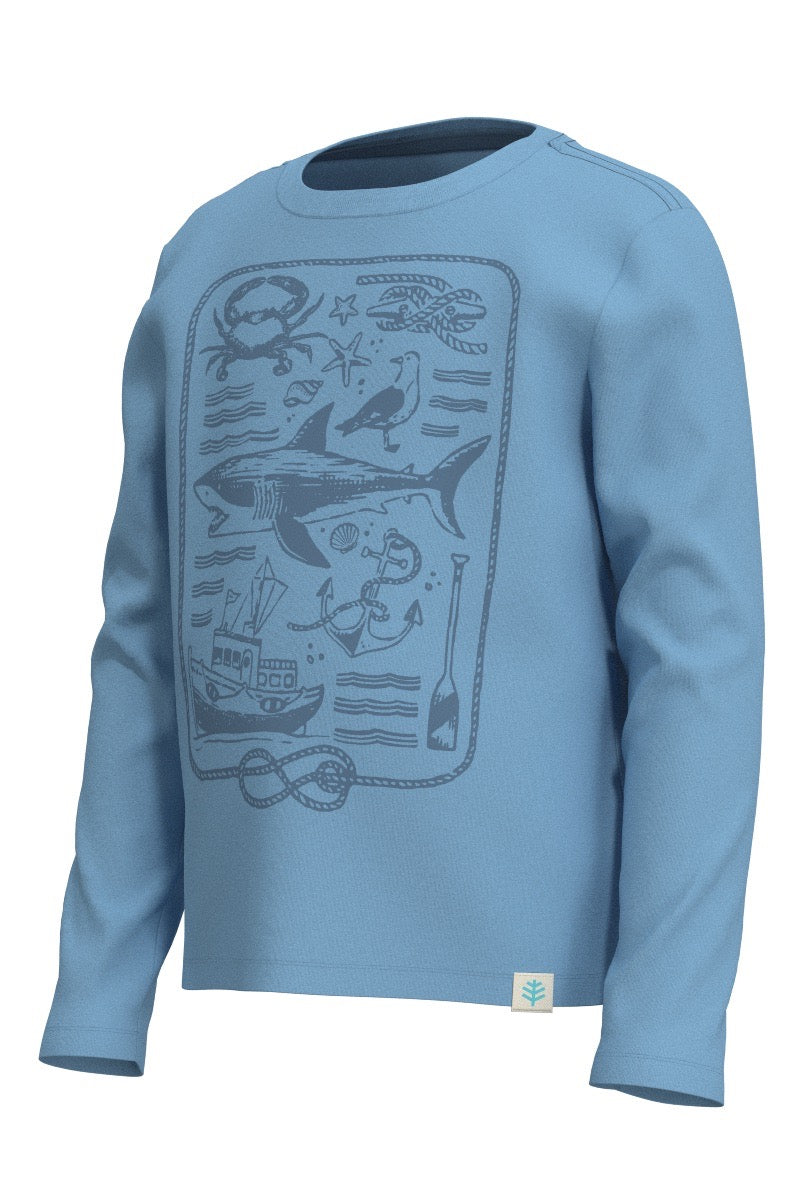 Kid's Coco Plum Everyday Long Sleeve T-Shirt | Arctic Bue Sea Tales