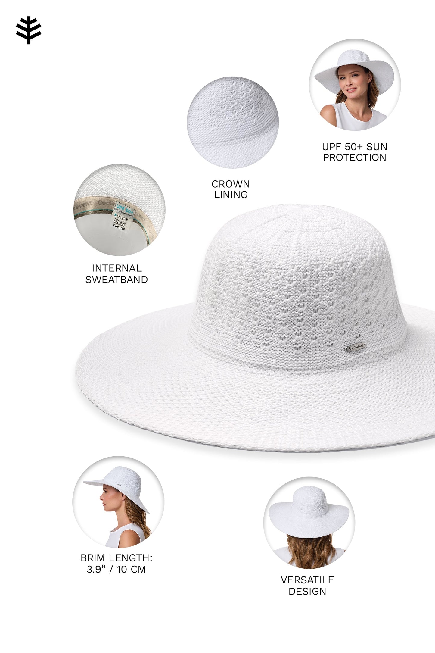 Women's Perla Packable Wide Brim Hat | White