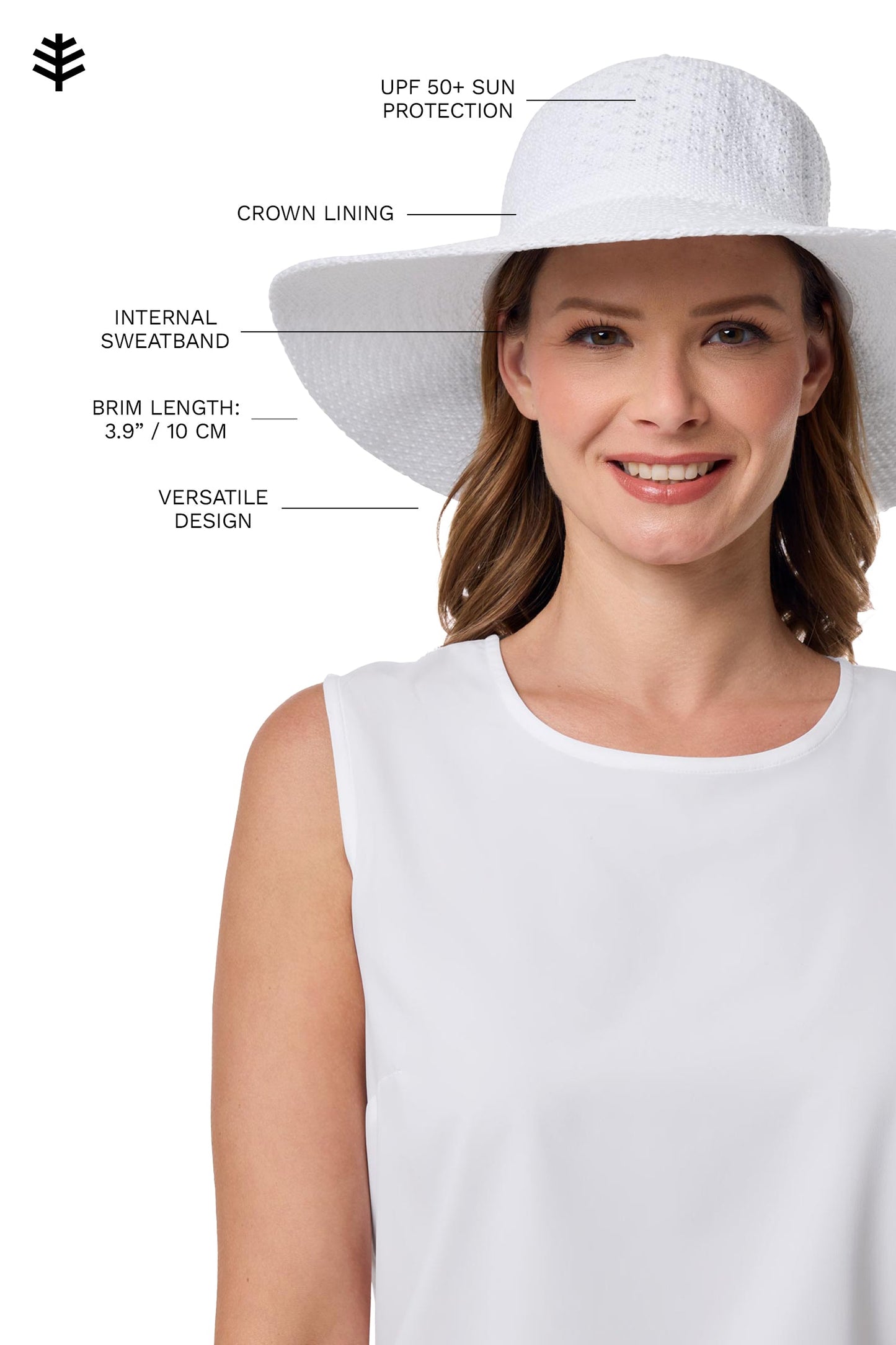 Women's Perla Packable Wide Brim Hat | White