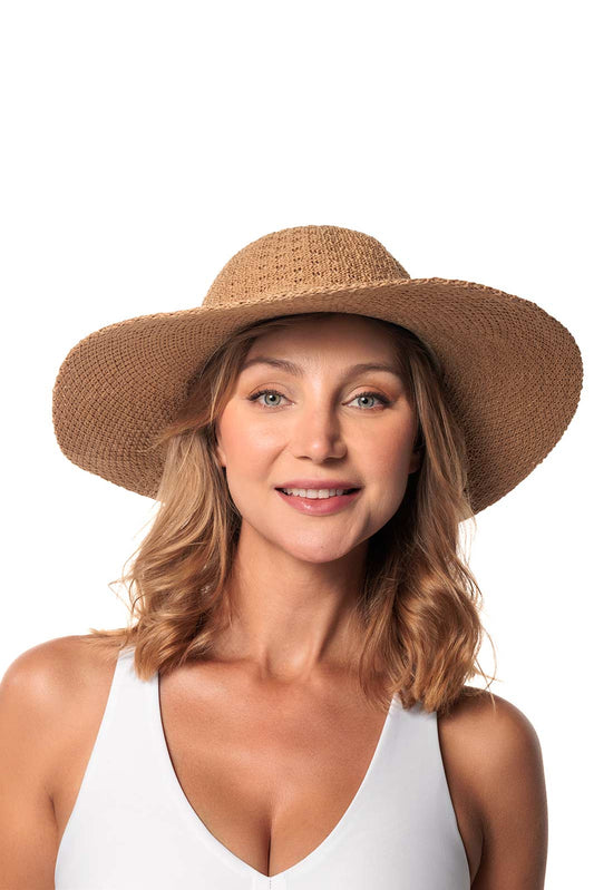 Women's Perla Packable Wide Brim Hat | Tan | Core
