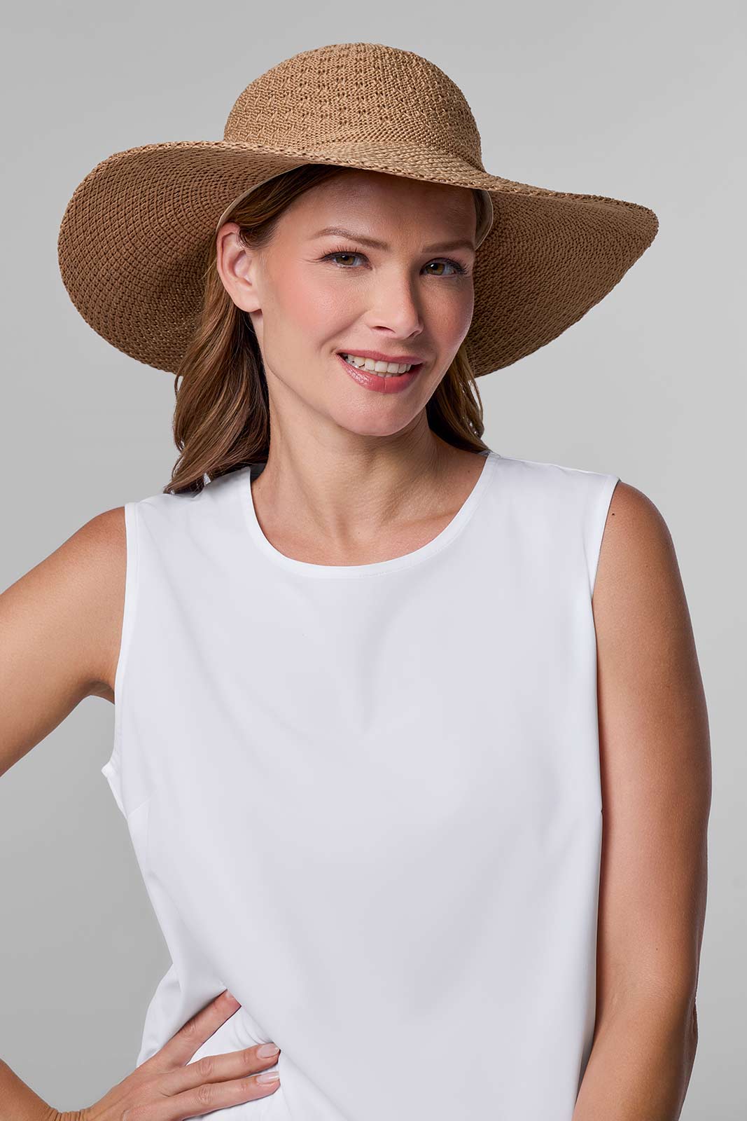 Women's Perla Packable Wide Brim Hat | Tan