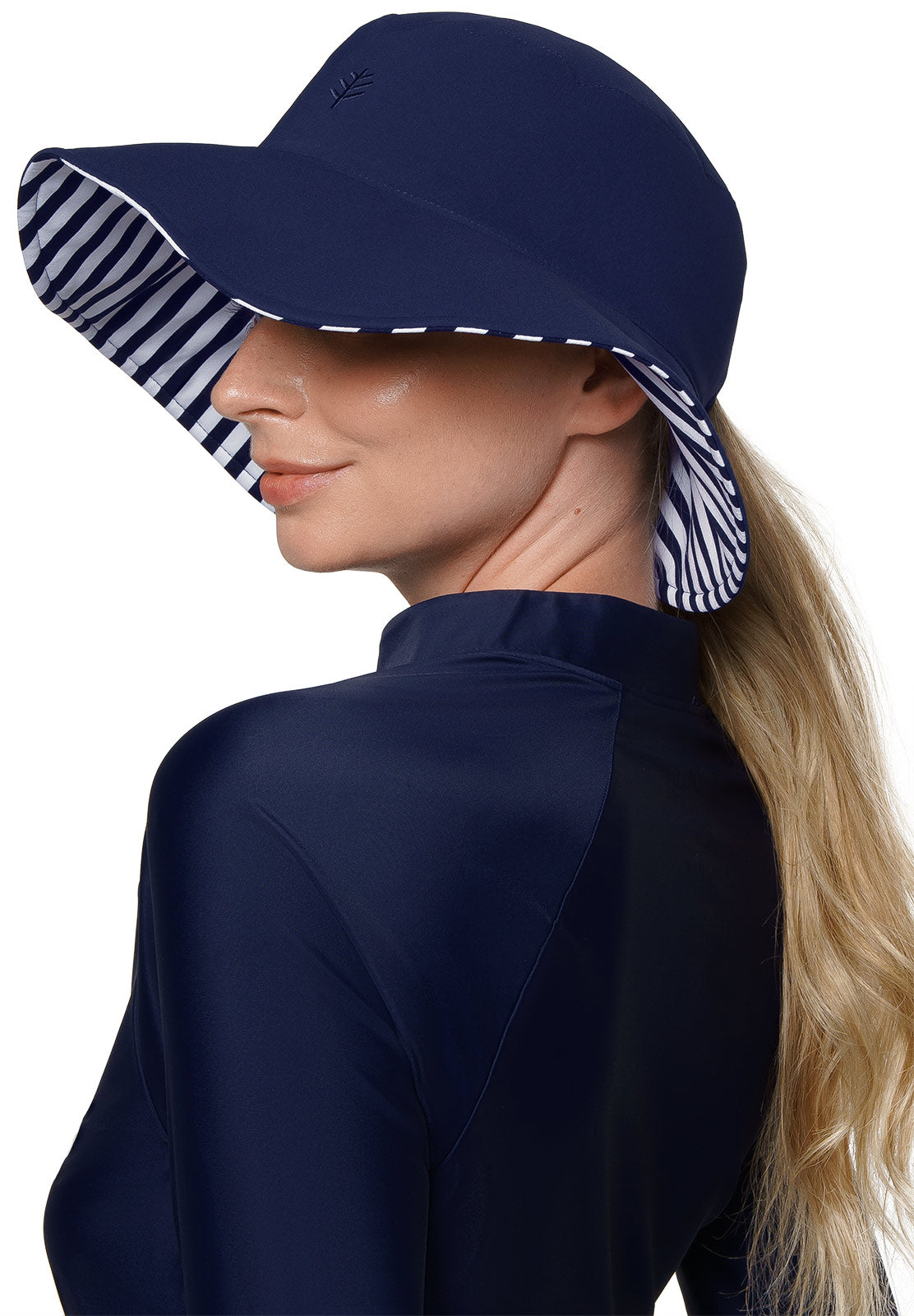 Women's Ariel Reversible Pool Hat | White/Navy Stripe