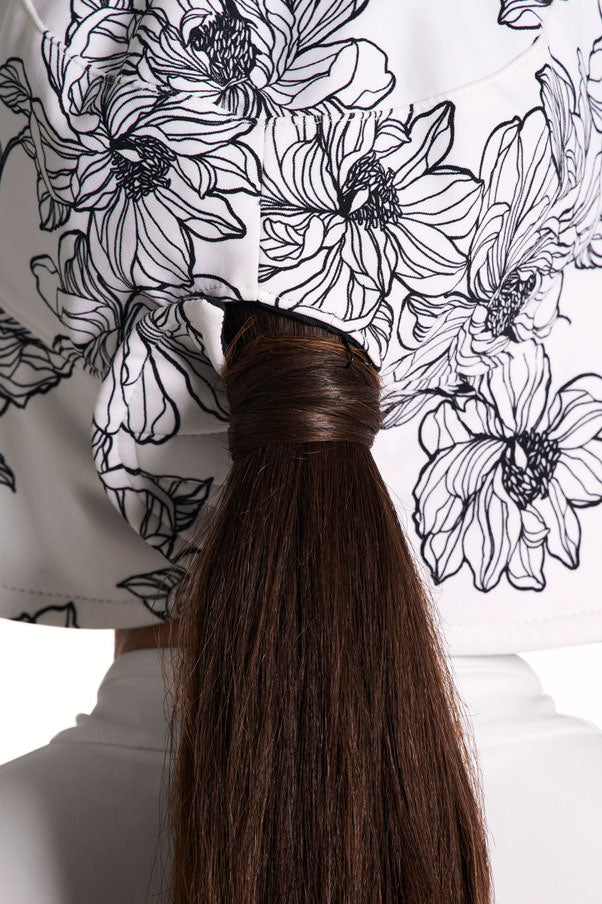 Women's Ariel Reversible Pool Hat | White/Black Perfect Peony