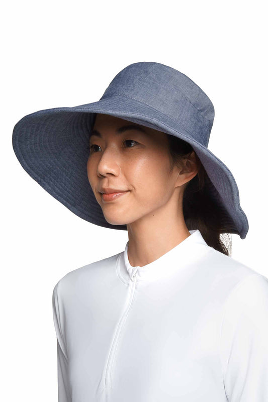 Women's Brittany Beach Hat | Denim Blue Chambray