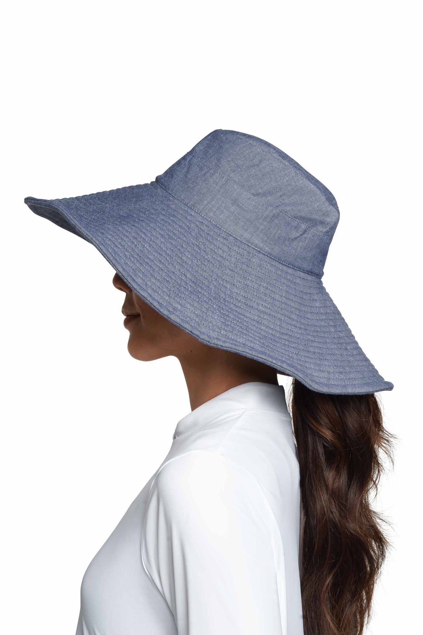Women's Brittany Beach Hat | Denim Blue Chambray