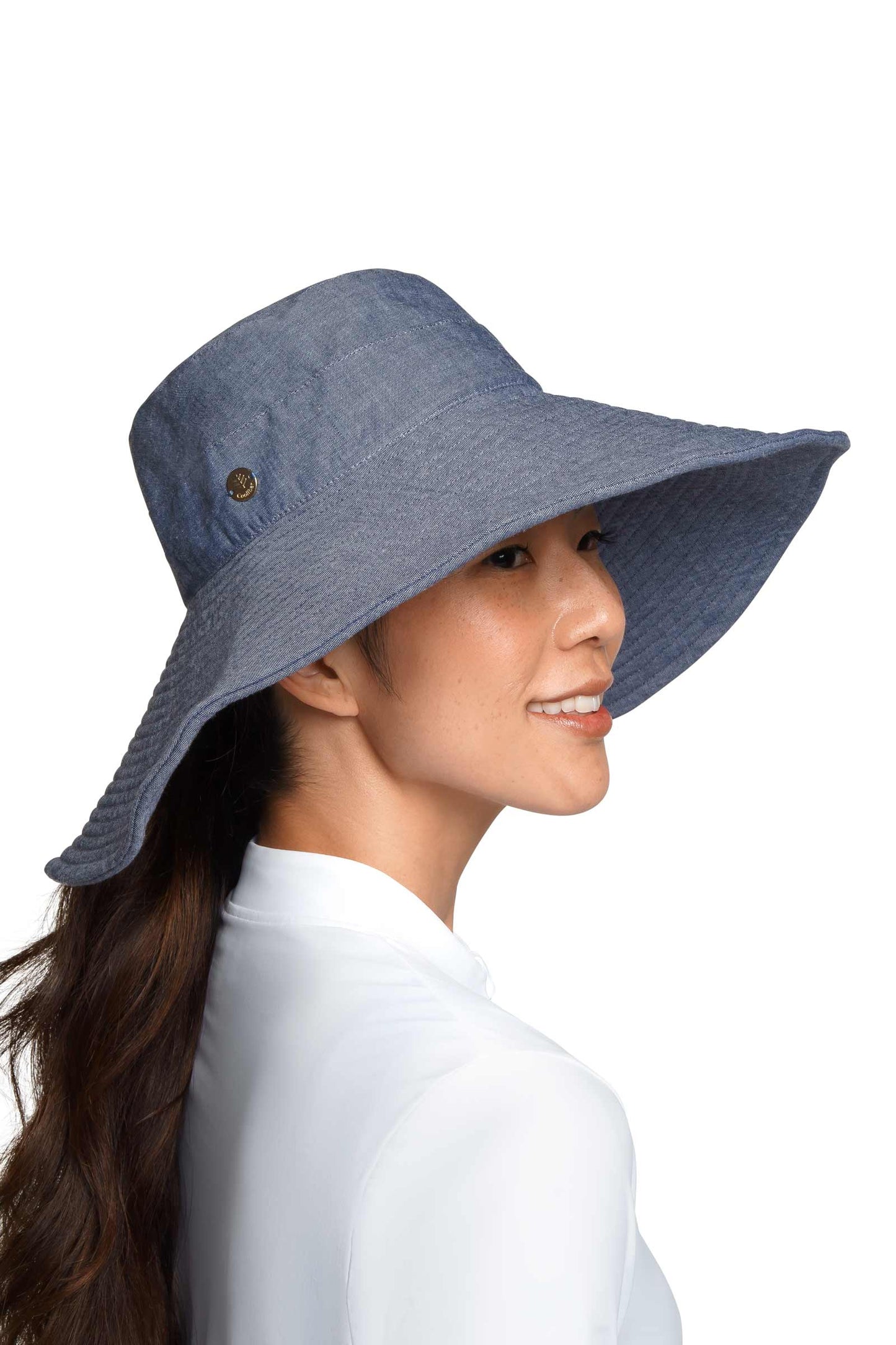 Women's Brittany Beach Hat | Denim Blue Chambray