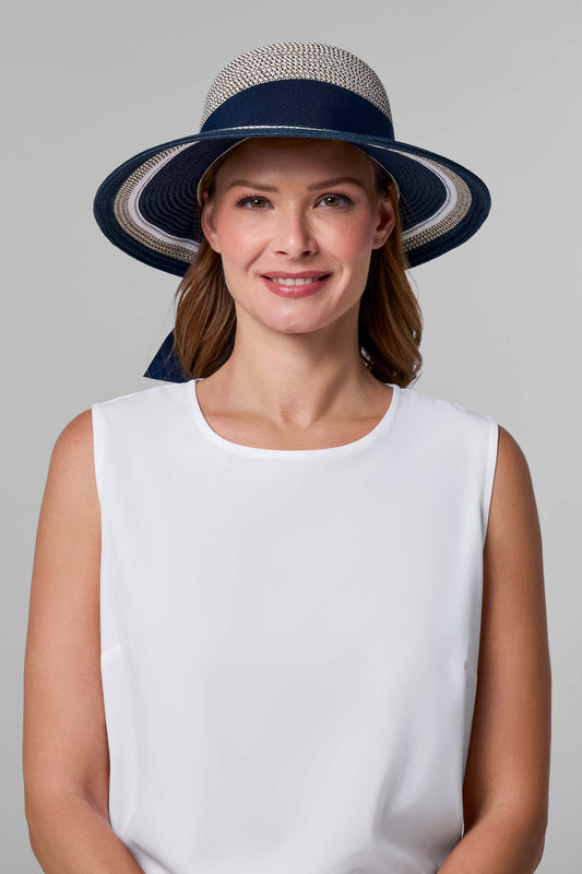 Women's Asymmetrical Clara Sun Hat | Navy/White