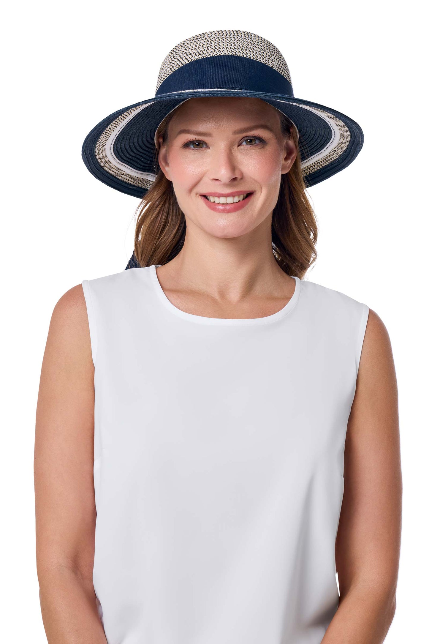 Women's Asymmetrical Clara Sun Hat | Navy/White